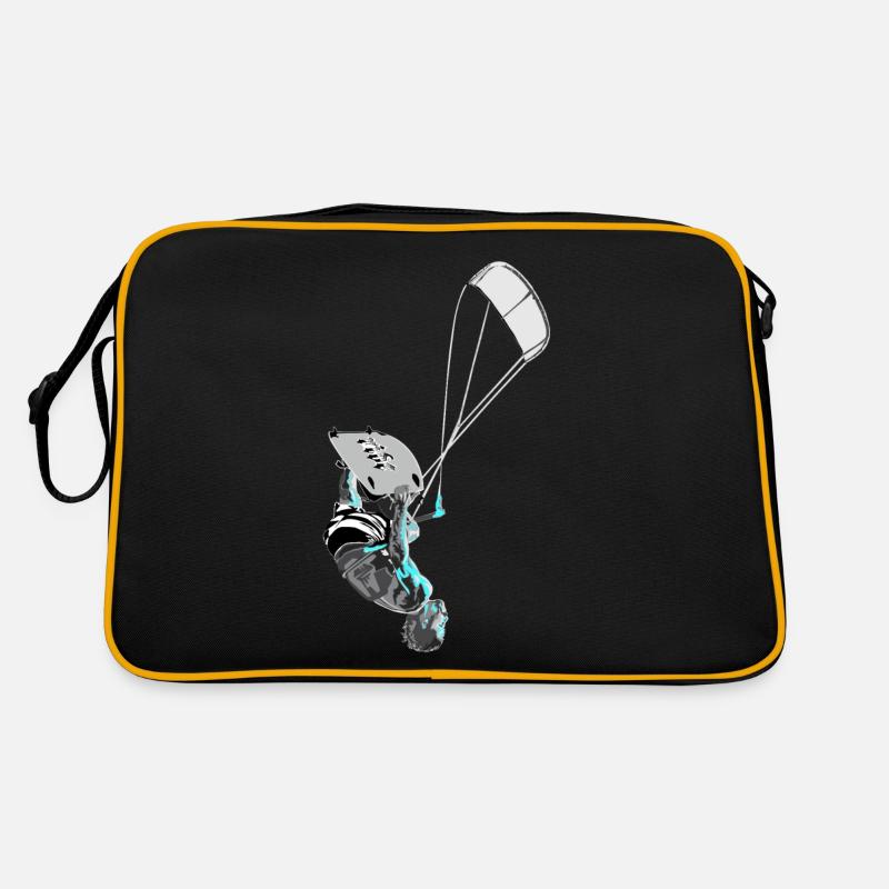 Kiteboarder 1 - Retro Tasche - Schwarz/Gold