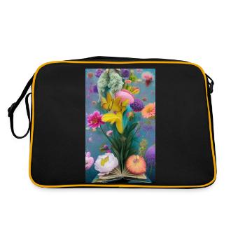Flowers Bursting from a Book - Retro Bag - black/gold - Back
