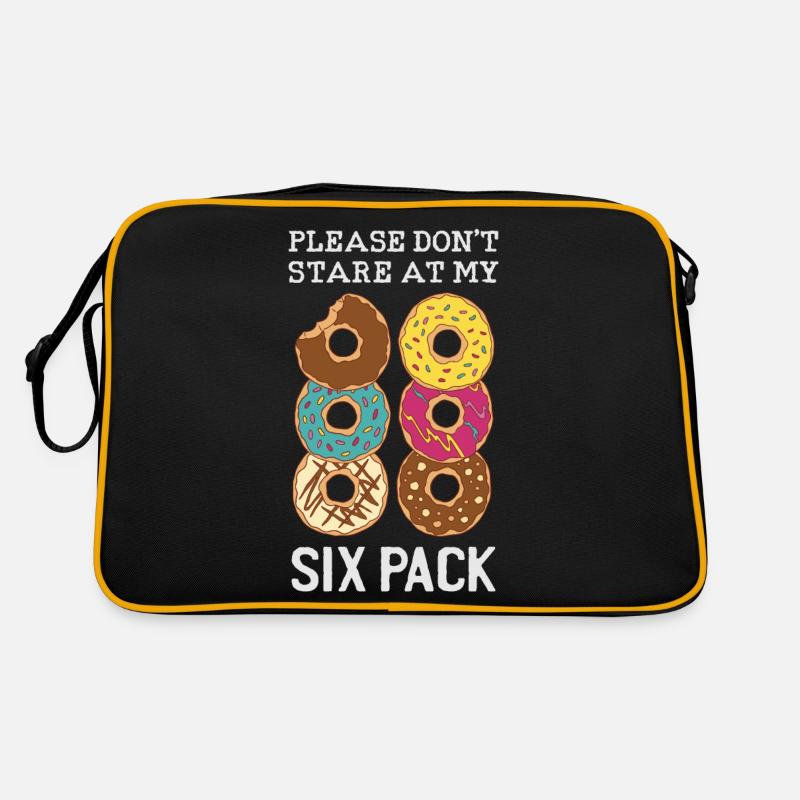 Starr nicht auf mein Six Pack - Retro Tasche - Schwarz/Gold