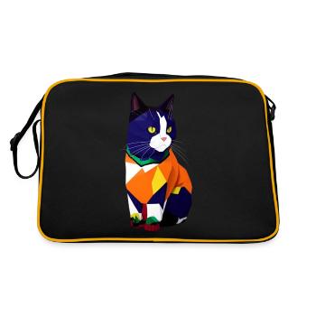 Die Katze im Pullover - Retro Tasche - Schwarz/Gold - Hinten