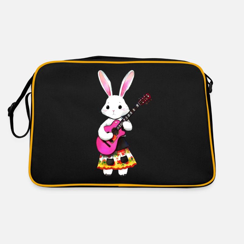Cute Romantic Rabbit with Guitar Retro Bag