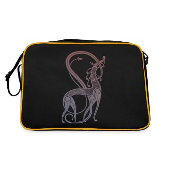 Nordischer Wikinger Löwe und Schlange - Retro Tasche - Schwarz/Gold - Hinten