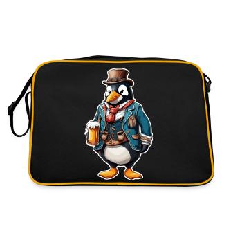 Lederhosen / Animal / Traditional costume / Tradition / Penguin - Retro Bag - black/gold - Back