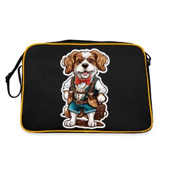 Lederhosen / Animal / Traditional costume / Tradition / Dog - Retro Bag - black/gold - Back