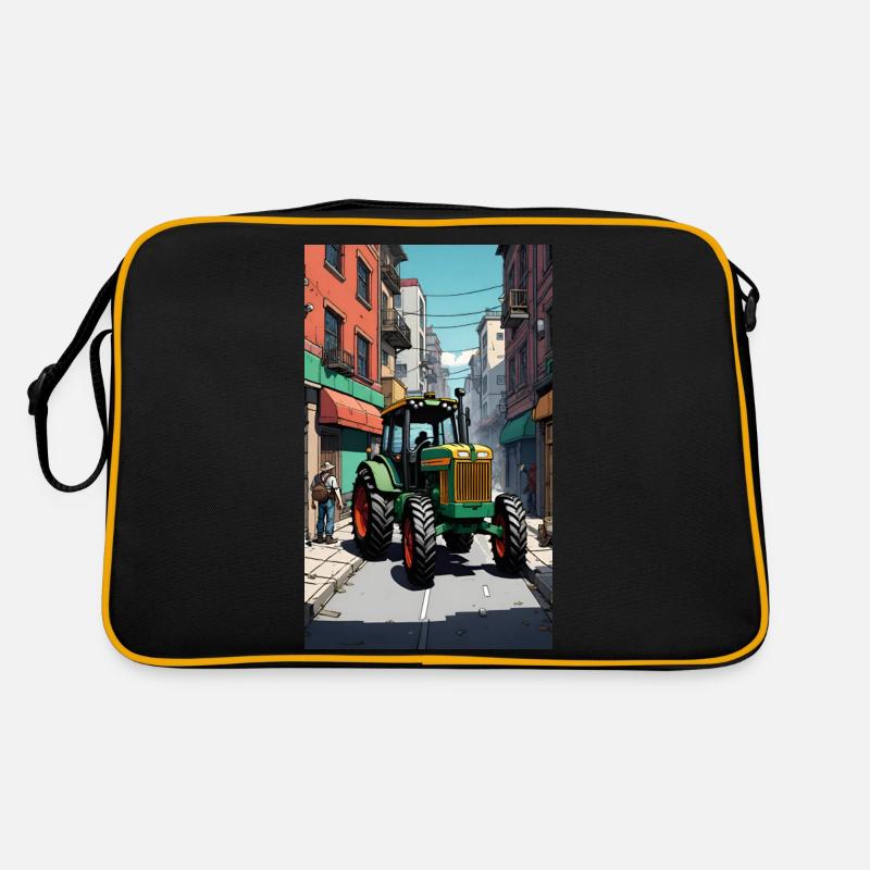 Traktor auf Bauernprotest Retro Tasche