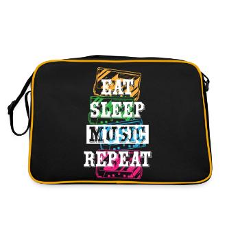Eat Sleep Music Repeat - Retro Tasche - Schwarz/Gold - Hinten