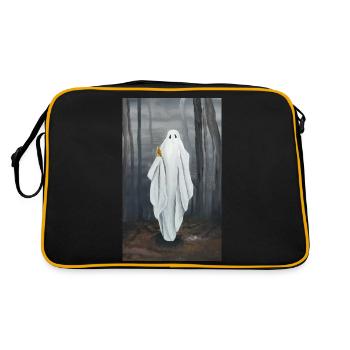 Gespenst mit Blümchen - Retro Tasche - Schwarz/Gold - Hinten