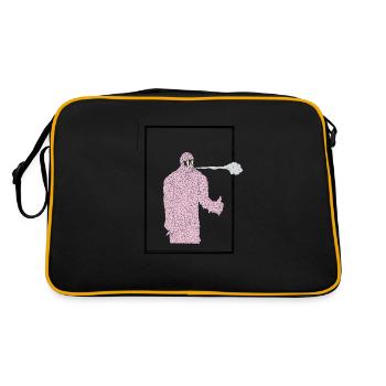Illustration: Coolslimeguy, slime cool monster guy - Retro Tasche - Schwarz/Gold - Hinten