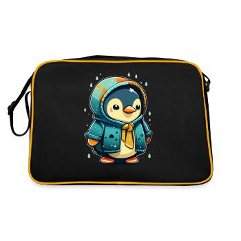Pingouin Adorable pour Enfants et Bébés - Sac Retro - noir/or - Dos