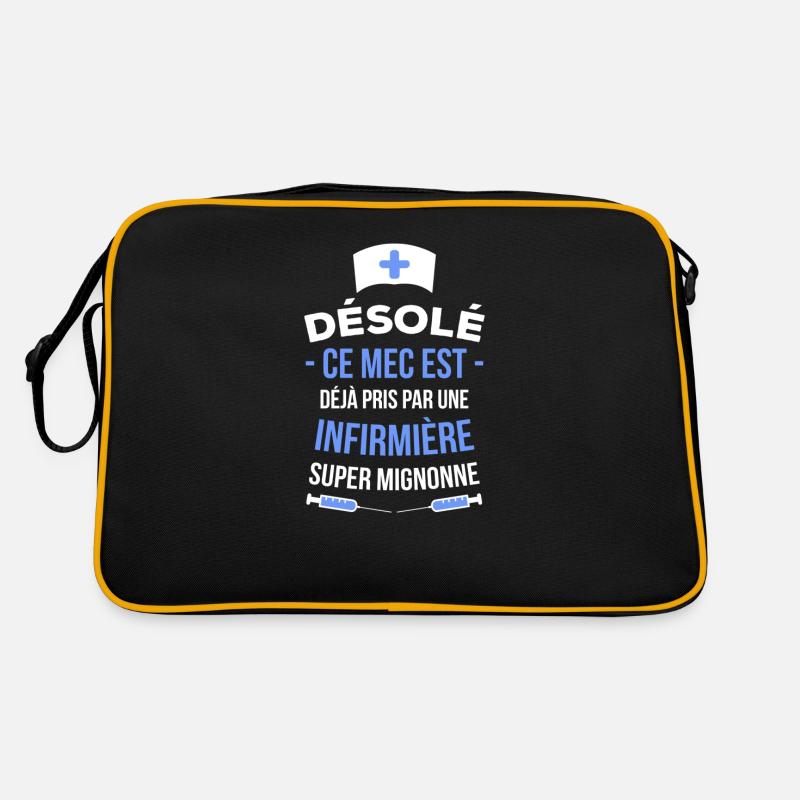 Infirmière : déjà pris ! - Sac Retro - noir/or