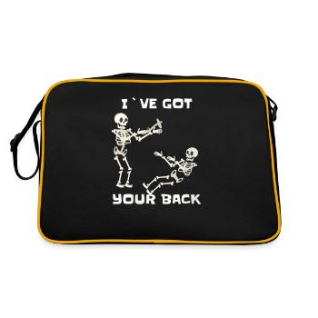 Womens I ve Got Your Back Halloween Skeleton Skull - Retro Tasche - Schwarz/Gold - Hinten