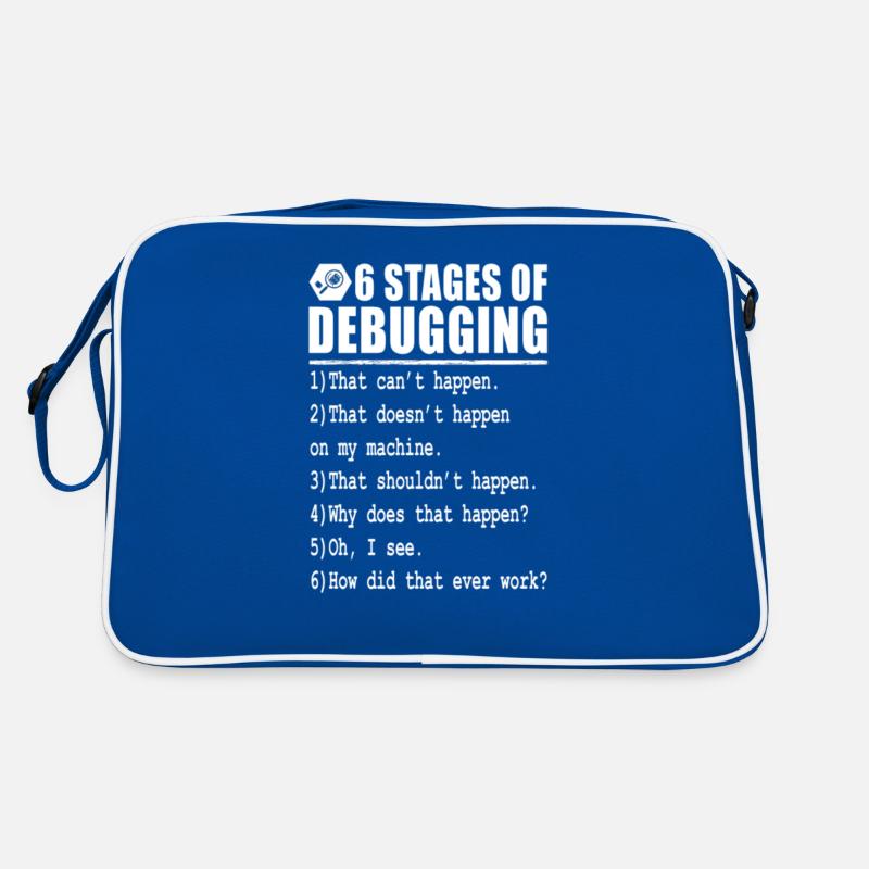 Debug 6 stages of debugging Retro Tasche
