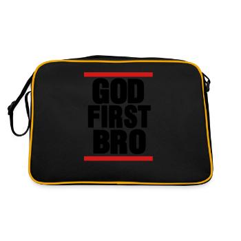 GOD FIRST BRO By Crazy - Retro Tasche - Schwarz/Gold - Hinten
