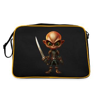Alien pirate with saber - Retro Bag - black/gold - Back