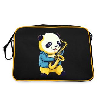 Panda with saxophone - Retro Bag - black/gold - Back