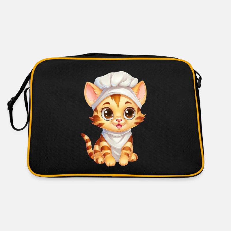 Süße Bengalkatze Koch Comic Design Retro Tasche