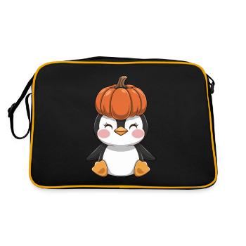 Cute Halloween Penguin with Pumpkin in October - Retro Bag - black/gold - Back