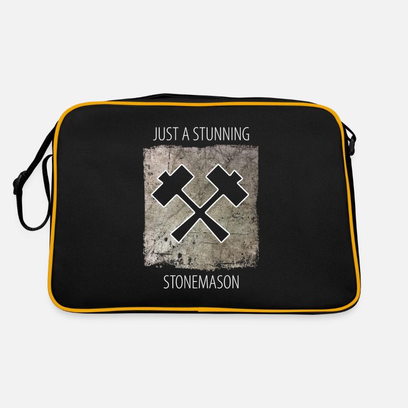 Steinmetz Steinbildhauer Spruch - Retro Tasche - Schwarz/Gold