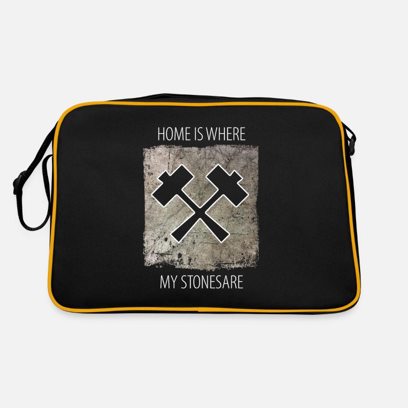 Steinmetz Steinbildhauer Spruch - Retro Tasche - Schwarz/Gold