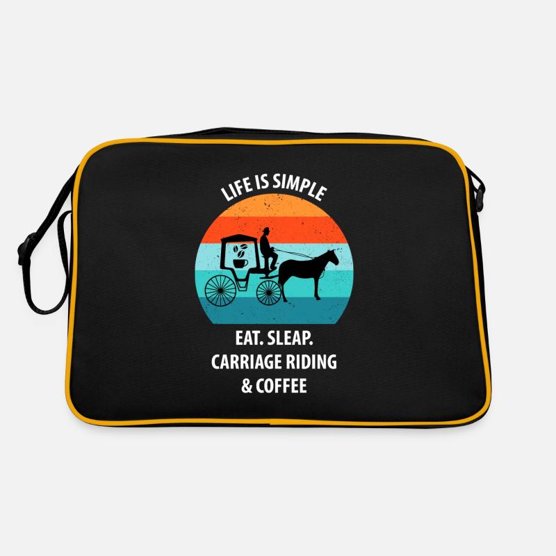 Kutscher Kutsche Pferdekutscher Kaffee - Retro Tasche - Schwarz/Gold