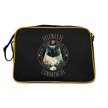 Art-Deco cat portrait: Convinced felinist - Retro Bag - black/gold - Back