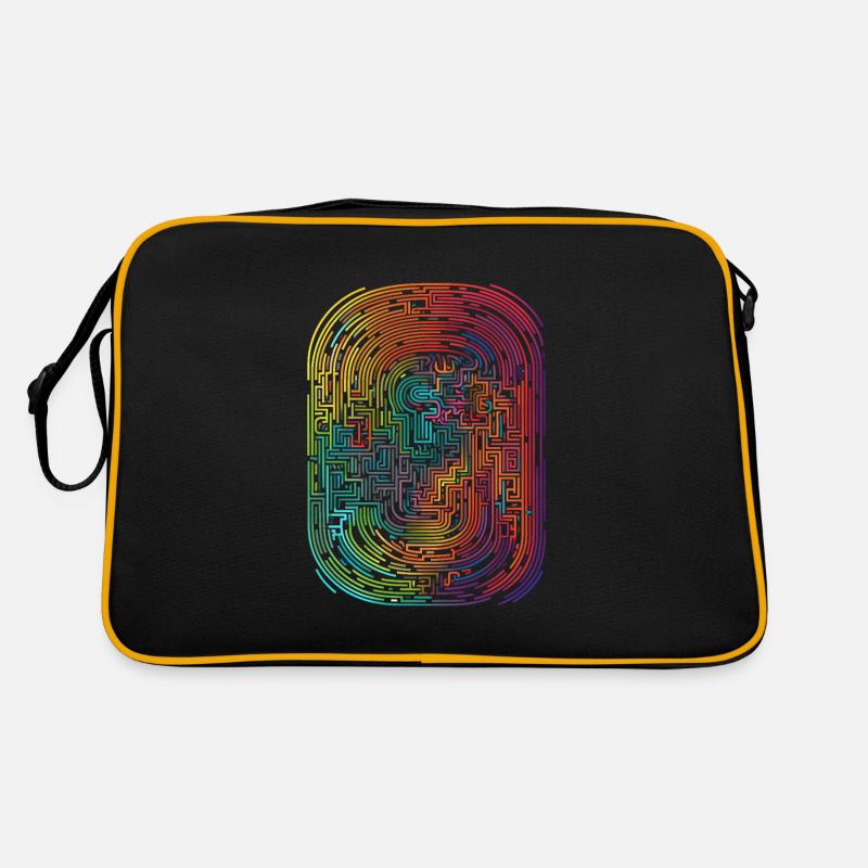 Cooles, surreales Regenbogen Labyrinth Rohre - Retro Tasche - Schwarz/Gold