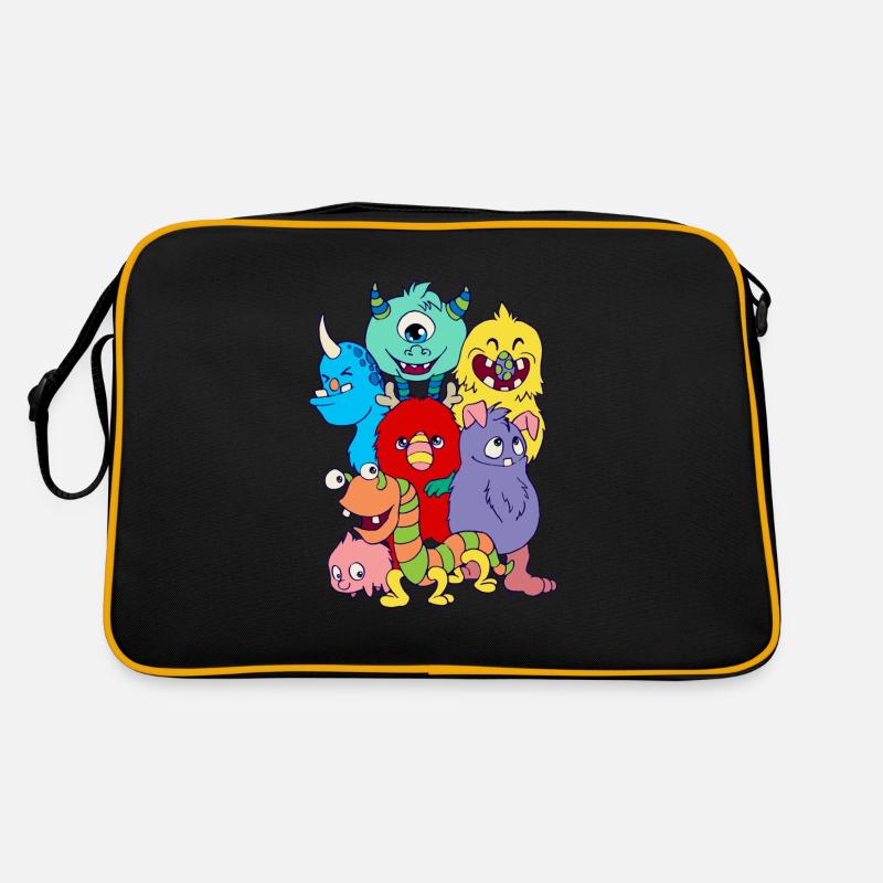 Geschenkidee Monster Design Geburtstag Halloween - Retro Tasche - Schwarz/Gold