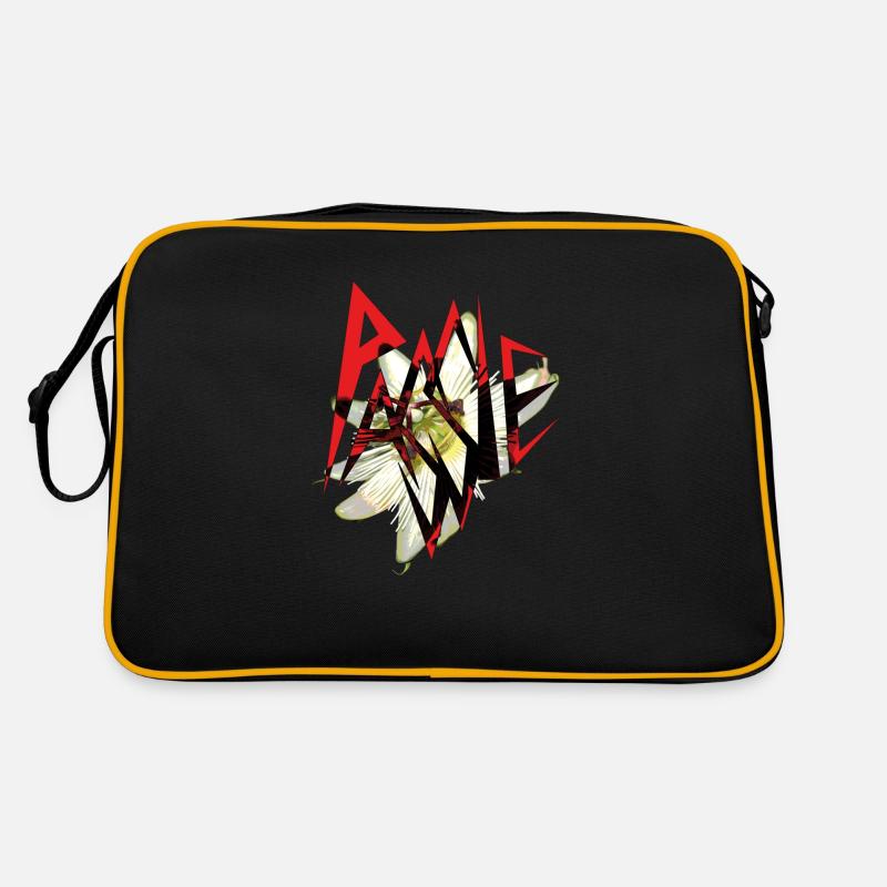 Passionsblume - Retro Tasche - Schwarz/Gold