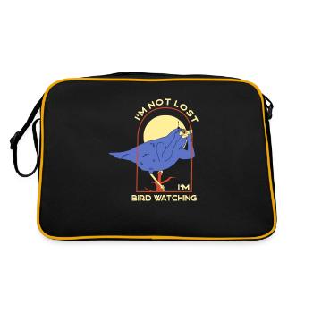 Bird Nerd Lustiges Vogel Design - Retro Tasche - Schwarz/Gold - Hinten