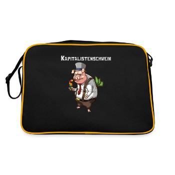 Capitaliste cochon argent capitalisme tirelire - Sac Retro - noir/or - Dos
