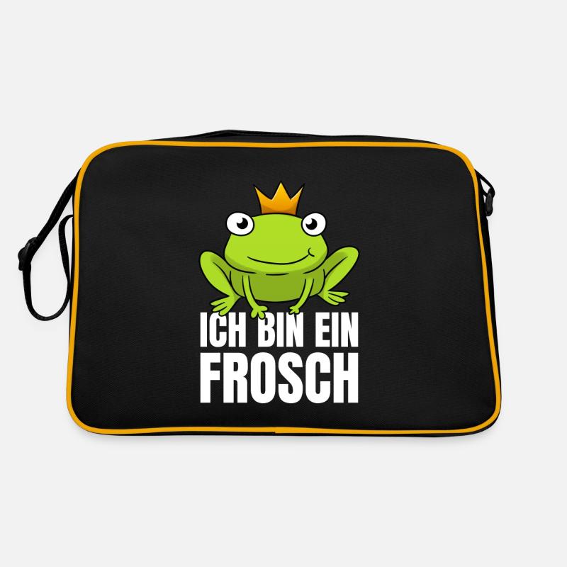 Ich Bin Ein Frosch - Retro Tasche - Schwarz/Gold