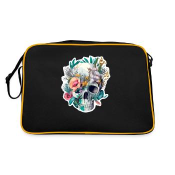 Crâne humain et fleurs 28 - Sac Retro - noir/or - Dos