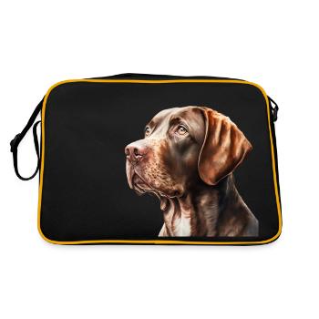 Watercolour Dog / Hund - Retro Tasche - Schwarz/Gold - Hinten