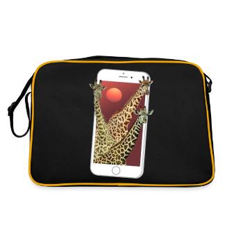 Girafes - Soleil - Smartphone - La faune sauvage en Afrique - Sac Retro - noir/or - Dos