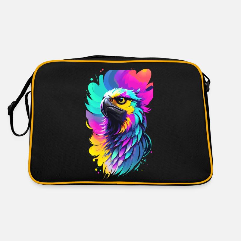 Colorful eagle in splash art style Retro Bag