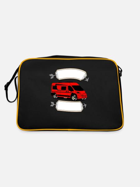Van RT mit leerem Banner Pfeil - Retro Tasche - Schwarz/Gold
