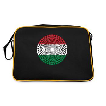 Hungary Ungarn Magyarország Love HERZ Mandala - Retro Tasche - Schwarz/Gold - Hinten