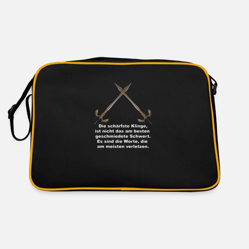 Die schärfste Klinge sind Worte - Retro Tasche - Schwarz/Gold