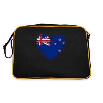 Nouvelle-Zélande coeur drapeau blason - Sac Retro - noir/or - Dos