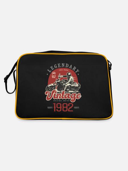 1982 Jubiläum Vintage Biker Motorrad - Retro Tasche - Schwarz/Gold - Hinten