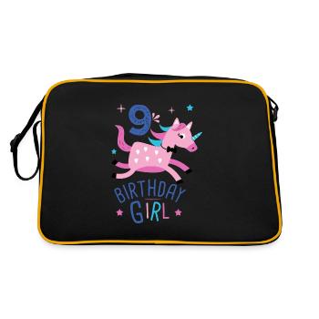 9 th birthday girl 9 years licorn unicorn - Retro Bag - black/gold - Back