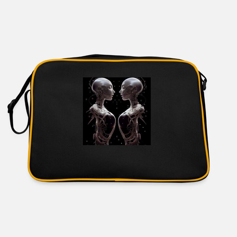 Robot Lover - Retro Tasche - Schwarz/Gold