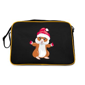 Hamster drôle avec bonnet de Noël et mitaines - Sac Retro - noir/or - Dos