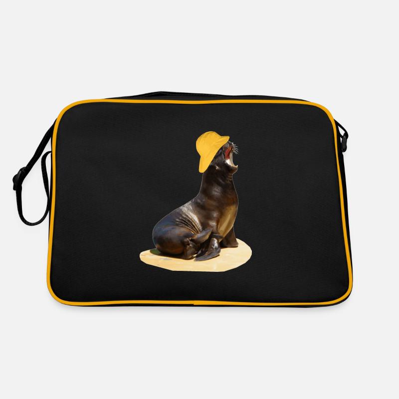 Seelöwe mit Südwester Kopfbedeckung Retro Tasche