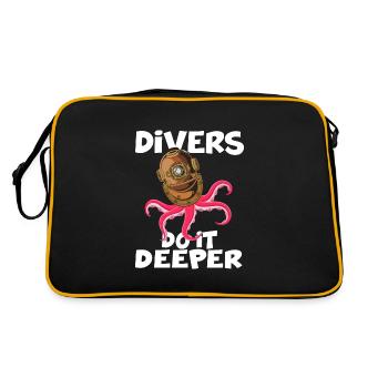 diver dives divers do it deeper - Retro Bag - black/gold - Back