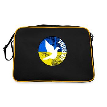 Free Ukraine Taube Rundes Logo - Retro Tasche - Schwarz/Gold - Hinten