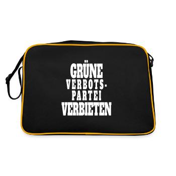 Witze Grüne Die Grünen Habeck Baerbock Partei - Retro Tasche - Schwarz/Gold - Hinten