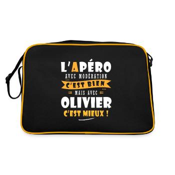Olivier Apero T shirt Humour personnalisé olivier - Sac Retro - noir/or - Dos
