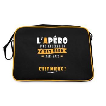 Prénom et Apero T shirt Humour à personnalisé - Sac Retro - noir/or - Dos