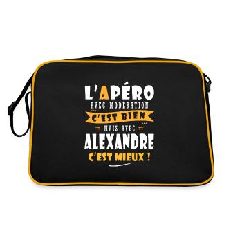 Alexandre Apero T shirt Humour prénom Alexandre - Sac Retro - noir/or - Dos
